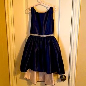 Girls formal high-lo dress navy blue